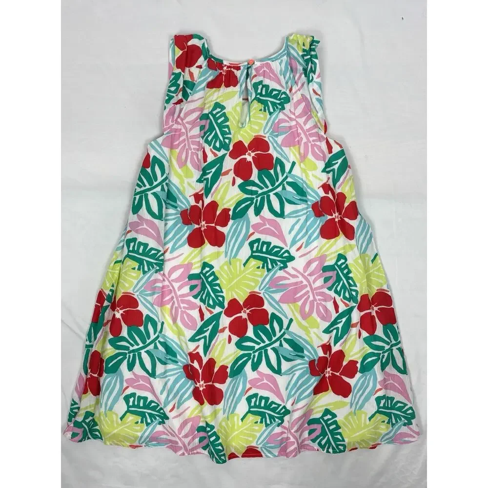 Crewcuts by J.Crew Girls Island Floral Trapeze Dress Tropical Hibiscus Sz 10